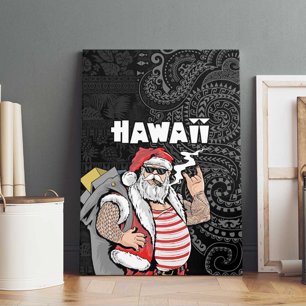 Hawaii Aloha Santa Claus Funny Polynesian Tattoo Canvas Wall Art Black Color LT03 - Polynesian Pride