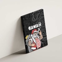 Hawaii Aloha Santa Claus Funny Polynesian Tattoo Canvas Wall Art Black Color LT03 - Polynesian Pride
