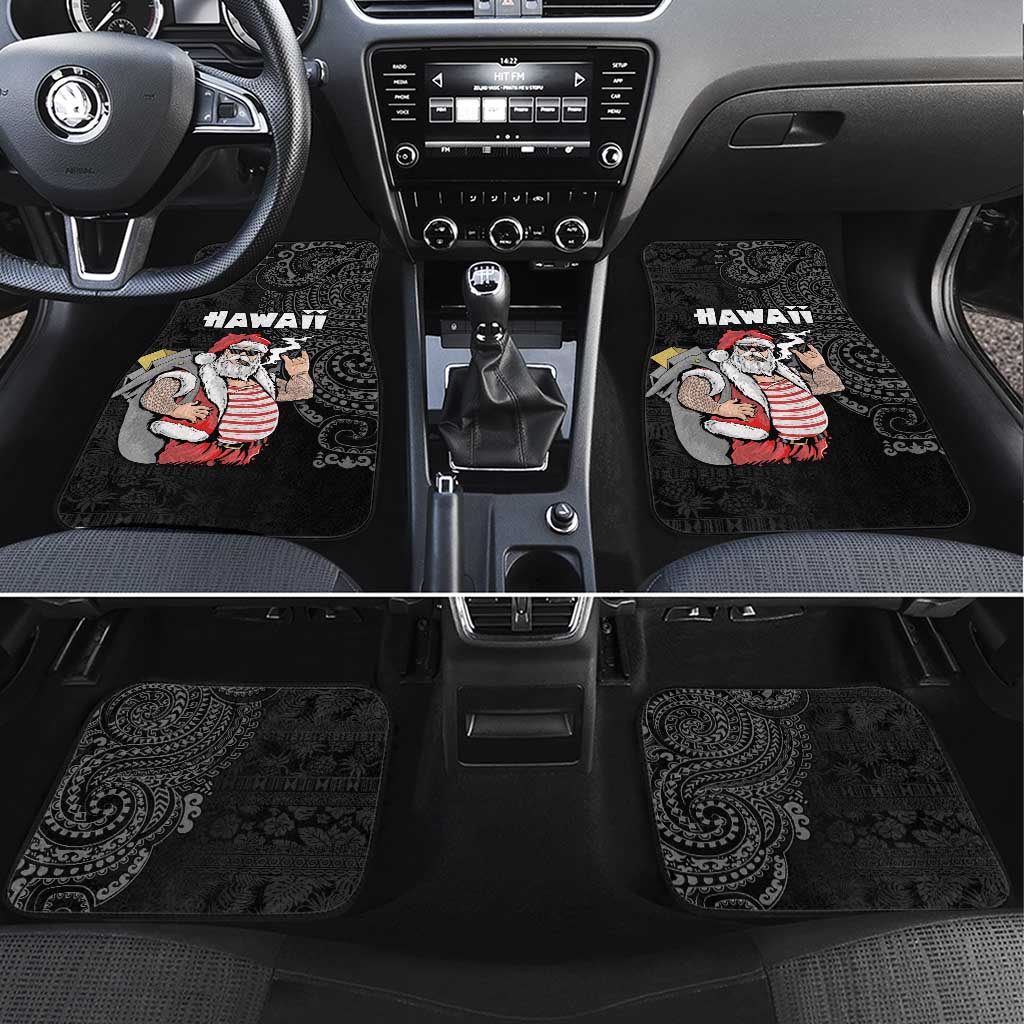 Hawaii Aloha Santa Claus Funny Polynesian Tattoo Car Mats Black Color