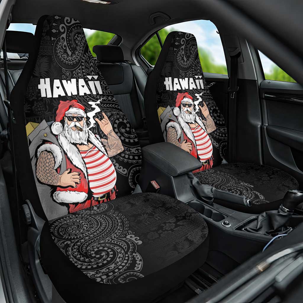 Hawaii Aloha Santa Claus Funny Polynesian Tattoo Car Seat Cover Black Color