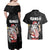 Hawaii Aloha Santa Claus Funny Polynesian Tattoo Couples Matching Off Shoulder Maxi Dress and Hawaiian Shirt Black Color