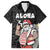 Hawaii Aloha Santa Claus Funny Polynesian Tattoo Family Matching Long Sleeve Bodycon Dress and Hawaiian Shirt Black Color