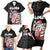 Hawaii Aloha Santa Claus Funny Polynesian Tattoo Family Matching Short Sleeve Bodycon Dress and Hawaiian Shirt Black Color