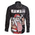 Hawaii Aloha Santa Claus Funny Polynesian Tattoo Family Matching Short Sleeve Bodycon Dress and Hawaiian Shirt Black Color