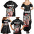 Hawaii Aloha Santa Claus Funny Polynesian Tattoo Family Matching Summer Maxi Dress and Hawaiian Shirt Black Color