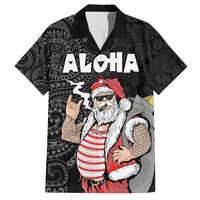 Hawaii Aloha Santa Claus Funny Polynesian Tattoo Hawaiian Shirt Black Color LT03 Black - Polynesian Pride