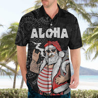 Hawaii Aloha Santa Claus Funny Polynesian Tattoo Hawaiian Shirt Black Color LT03 - Polynesian Pride