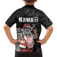 Hawaii Aloha Santa Claus Funny Polynesian Tattoo Hawaiian Shirt Black Color LT03 - Polynesian Pride