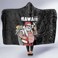Hawaii Aloha Santa Claus Funny Polynesian Tattoo Hooded Blanket Black Color LT03 One Size Black - Polynesian Pride