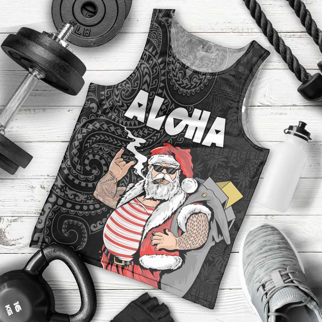 Hawaii Aloha Santa Claus Funny Polynesian Tattoo Men Tank Top Black Color LT03 - Polynesian Pride