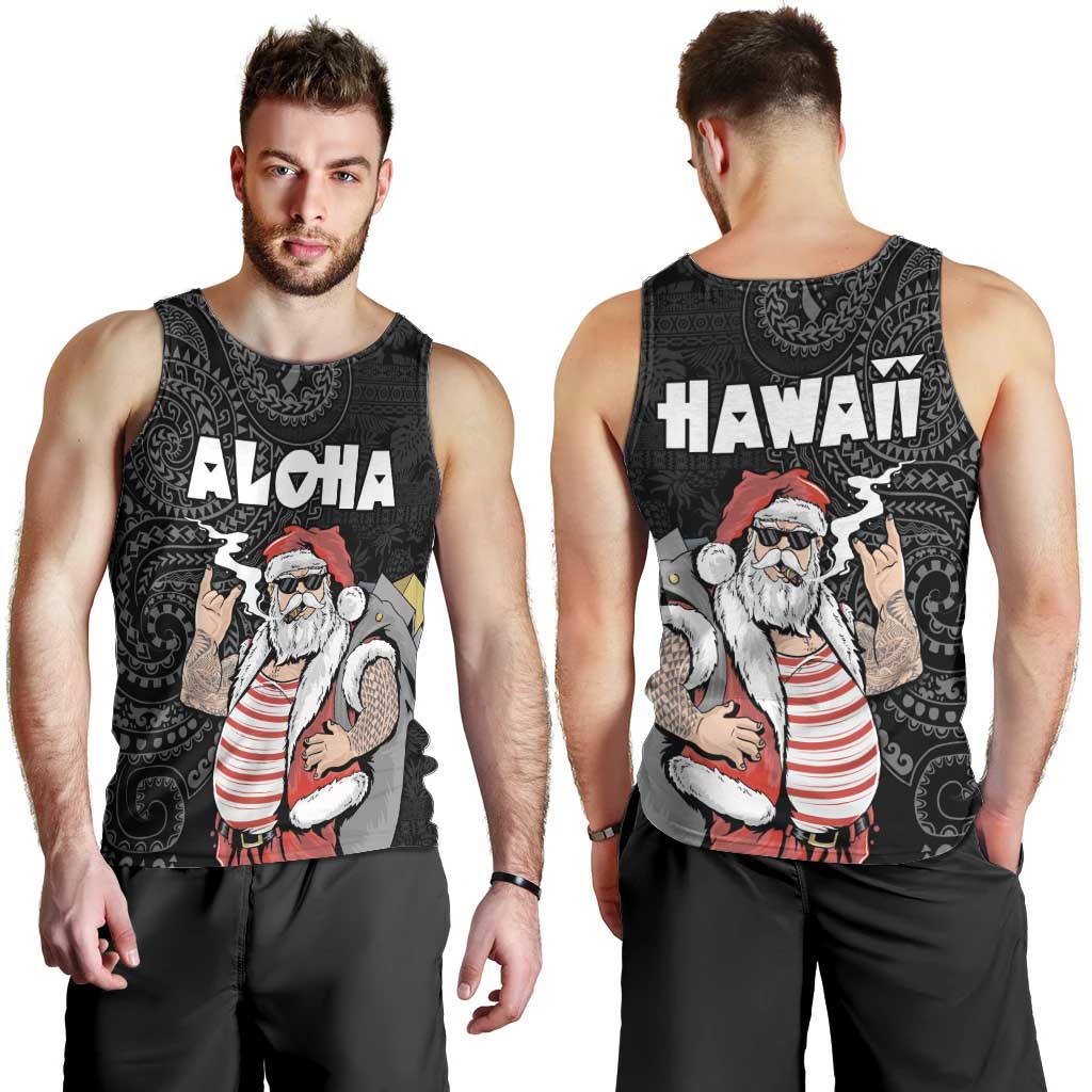 Hawaii Aloha Santa Claus Funny Polynesian Tattoo Men Tank Top Black Color LT03 - Polynesian Pride