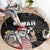 Hawaii Aloha Santa Claus Funny Polynesian Tattoo Round Carpet Black Color