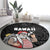 Hawaii Aloha Santa Claus Funny Polynesian Tattoo Round Carpet Black Color