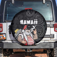 Hawaii Aloha Santa Claus Funny Polynesian Tattoo Spare Tire Cover Black Color LT03 Black - Polynesian Pride