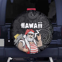 Hawaii Aloha Santa Claus Funny Polynesian Tattoo Spare Tire Cover Black Color LT03 - Polynesian Pride