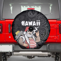 Hawaii Aloha Santa Claus Funny Polynesian Tattoo Spare Tire Cover Black Color LT03 - Polynesian Pride