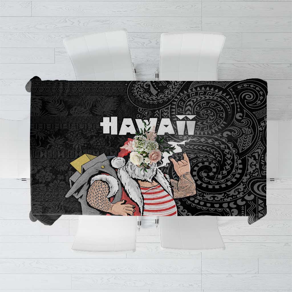 Hawaii Aloha Santa Claus Funny Polynesian Tattoo Tablecloth Black Color LT03 Black - Polynesian Pride