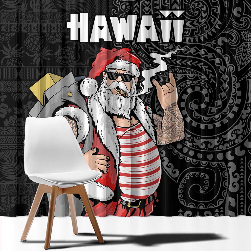 Hawaii Aloha Santa Claus Funny Polynesian Tattoo Window Curtain Black Color LT03 - Polynesian Pride