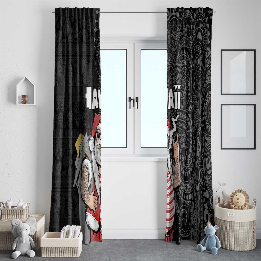 Hawaii Aloha Santa Claus Funny Polynesian Tattoo Window Curtain Black Color LT03 - Polynesian Pride