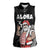 Hawaii Aloha Santa Claus Funny Polynesian Tattoo Women Sleeveless Polo Shirt Black Color