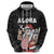 Hawaii Aloha Santa Claus Funny Polynesian Tattoo Zip Hoodie Black Color