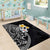 Hawaiian Hibiscus and Plumeria Polynesian Tribal Tattoo Area Rug Black Color