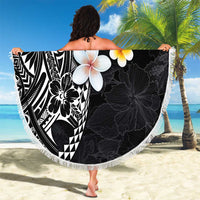 Hawaiian Hibiscus and Plumeria Polynesian Tribal Tattoo Beach Blanket Black Color LT03 - Polynesian Pride