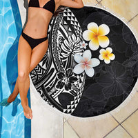 Hawaiian Hibiscus and Plumeria Polynesian Tribal Tattoo Beach Blanket Black Color LT03 - Polynesian Pride