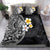 Hawaiian Hibiscus and Plumeria Polynesian Tribal Tattoo Bedding Set Black Color