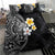 Hawaiian Hibiscus and Plumeria Polynesian Tribal Tattoo Bedding Set Black Color