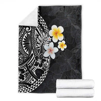 Hawaiian Hibiscus and Plumeria Polynesian Tribal Tattoo Blanket Black Color LT03 - Polynesian Pride