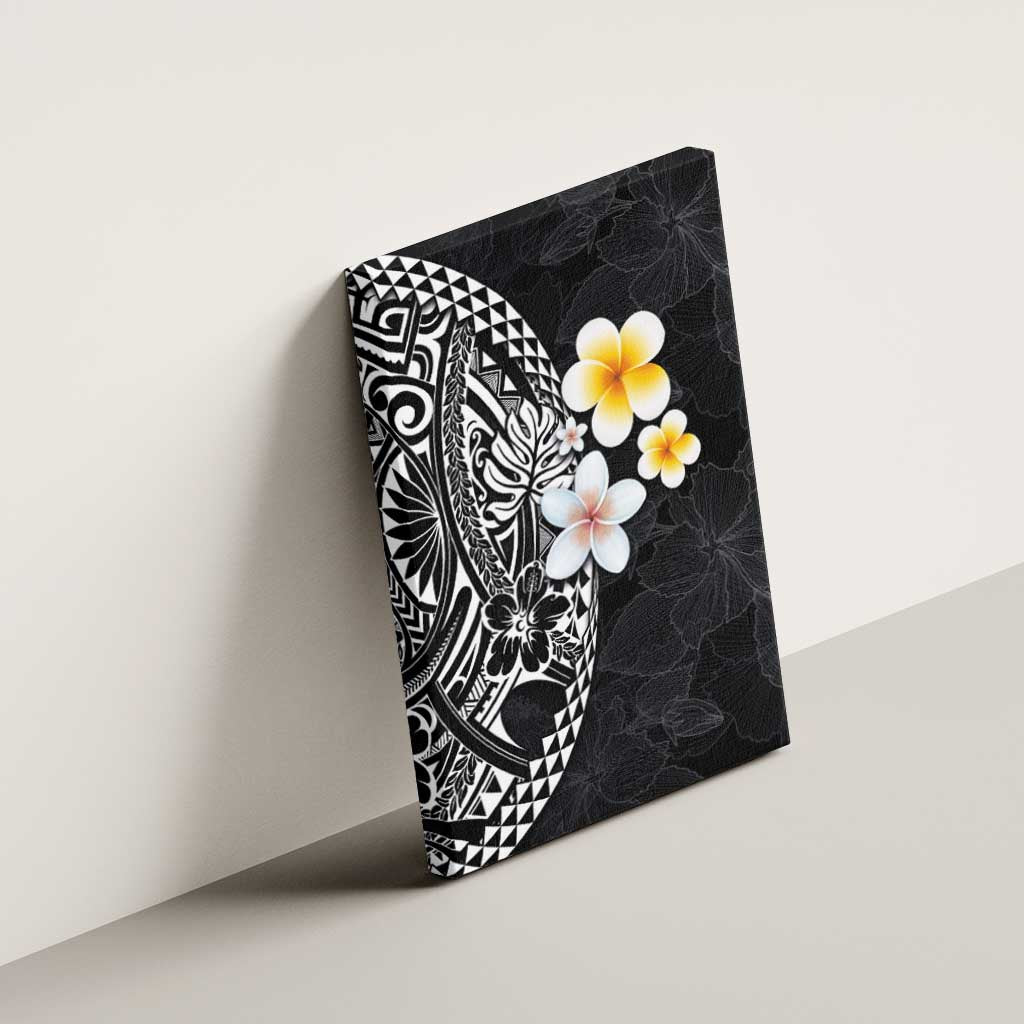 Hawaiian Hibiscus and Plumeria Polynesian Tribal Tattoo Canvas Wall Art Black Color LT03 - Polynesian Pride