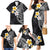 Hawaiian Hibiscus and Plumeria Polynesian Tribal Tattoo Family Matching Mermaid Dress and Hawaiian Shirt Black Color