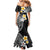 Hawaiian Hibiscus and Plumeria Polynesian Tribal Tattoo Family Matching Mermaid Dress and Hawaiian Shirt Black Color