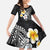 Hawaiian Hibiscus and Plumeria Polynesian Tribal Tattoo Family Matching Short Sleeve Bodycon Dress and Hawaiian Shirt Black Color