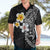 Hawaiian Hibiscus and Plumeria Polynesian Tribal Tattoo Hawaiian Shirt Black Color