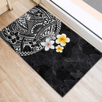 Hawaiian Hibiscus and Plumeria Polynesian Tribal Tattoo Rubber Doormat Black Color LT03 - Polynesian Pride