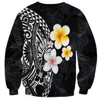 Hawaiian Hibiscus and Plumeria Polynesian Tribal Tattoo Sweatshirt Black Color LT03 - Polynesian Pride