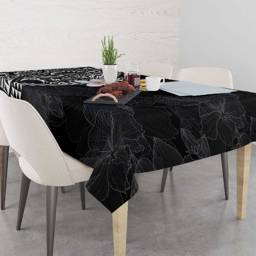 Hawaiian Hibiscus and Plumeria Polynesian Tribal Tattoo Tablecloth Black Color LT03 - Polynesian Pride