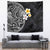 Hawaiian Hibiscus and Plumeria Polynesian Tribal Tattoo Tapestry Black Color