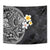 Hawaiian Hibiscus and Plumeria Polynesian Tribal Tattoo Tapestry Black Color