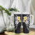 Hawaiian Hibiscus and Plumeria Polynesian Tribal Tattoo Tumbler With Handle Black Color