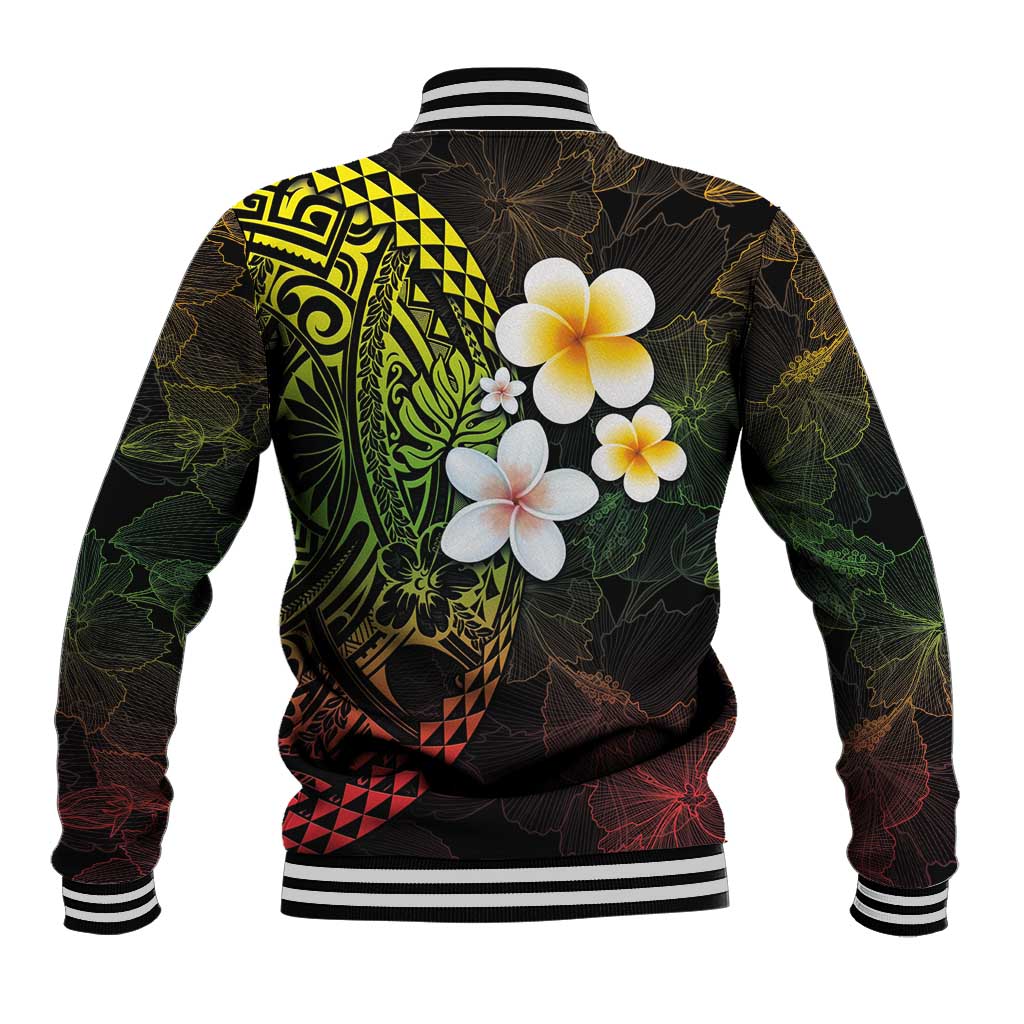 Hawaiian Hibiscus and Plumeria Polynesian Tribal Tattoo Baseball Jacket Reggae Color LT03 - Polynesian Pride