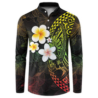 Hawaiian Hibiscus and Plumeria Polynesian Tribal Tattoo Button Sweatshirt Reggae Color LT03 Reggae - Polynesian Pride