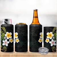 Hawaiian Hibiscus and Plumeria Polynesian Tribal Tattoo 4 in 1 Can Cooler Tumbler Reggae Color