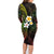 Hawaiian Hibiscus and Plumeria Polynesian Tribal Tattoo Family Matching Long Sleeve Bodycon Dress and Hawaiian Shirt Reggae Color