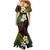 Hawaiian Hibiscus and Plumeria Polynesian Tribal Tattoo Family Matching Mermaid Dress and Hawaiian Shirt Reggae Color