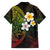 Hawaiian Hibiscus and Plumeria Polynesian Tribal Tattoo Family Matching Off Shoulder Short Dress and Hawaiian Shirt Reggae Color