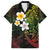 Hawaiian Hibiscus and Plumeria Polynesian Tribal Tattoo Family Matching Short Sleeve Bodycon Dress and Hawaiian Shirt Reggae Color