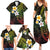 Hawaiian Hibiscus and Plumeria Polynesian Tribal Tattoo Family Matching Summer Maxi Dress and Hawaiian Shirt Reggae Color